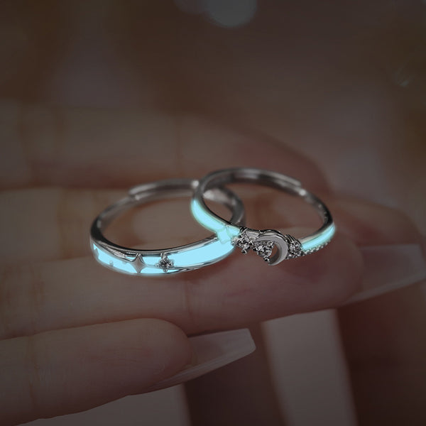 Luminous Star Moon Couple Ring