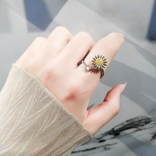 Sunflower Anxiety Fidget Spinner Ring