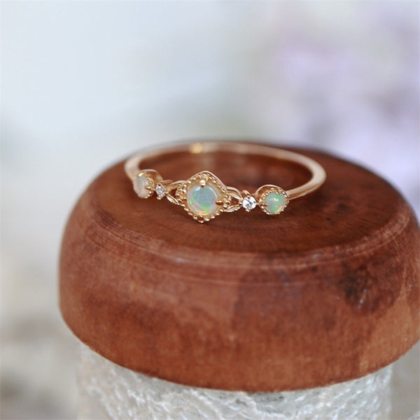 Triple Opal Crystal Glass Ring