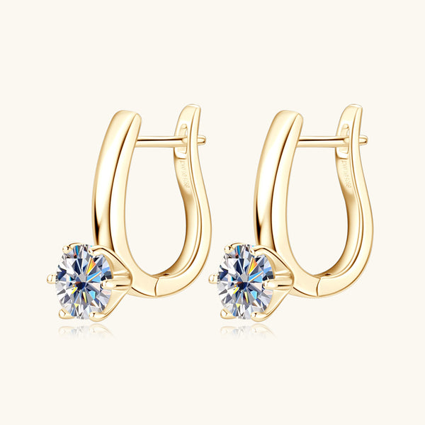 Six-Prong Moissanite U-Shaped Earrings