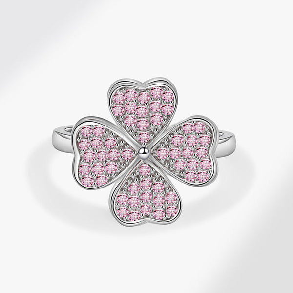 Pink Four Leaf Clover Fidget Spinner Ring