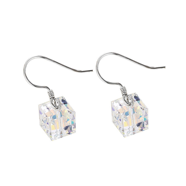 Sugar Cube Square Crystal Hook Earrings