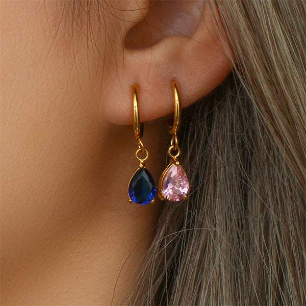 Dainty Teardrop Drop Hoop Earrings