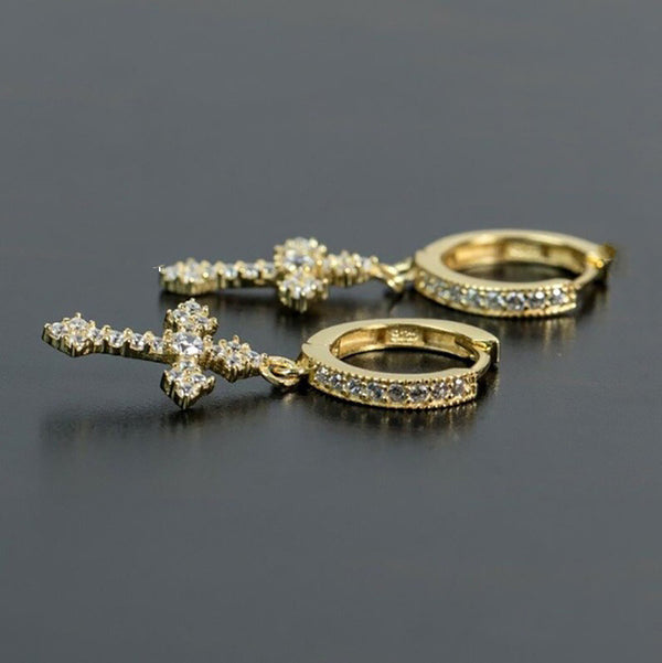 Dainty Cross Hoop Earrings