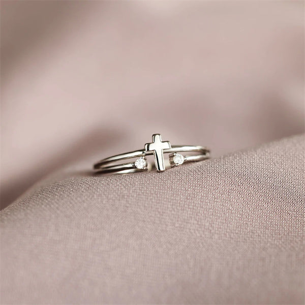 Cross Double Row Stacking Ring