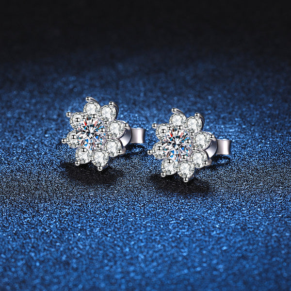 Moissanite Sunflower Stud Earrings