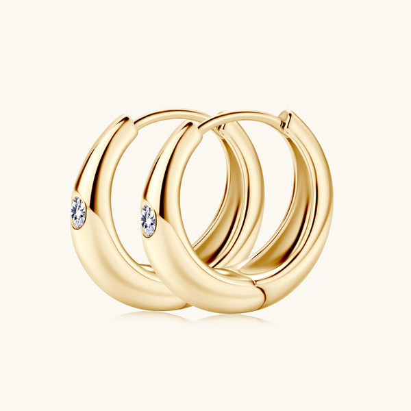 Moissanite Huggie Wedding Hoop Earrings