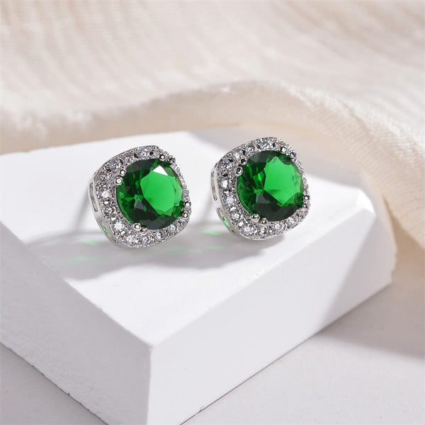 Color Gemstone Wedding Stud Earrings