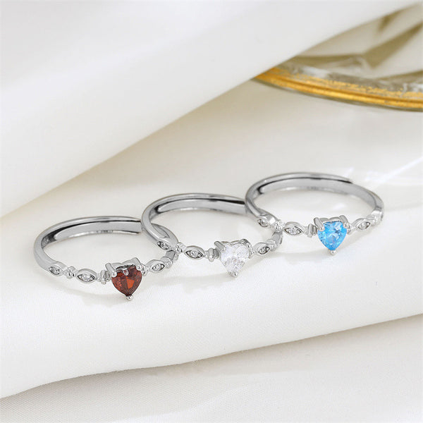 Color Gemstone Heart Stacking Ring