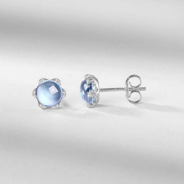 Blue Topaz Flower Wedding Stud Earrings