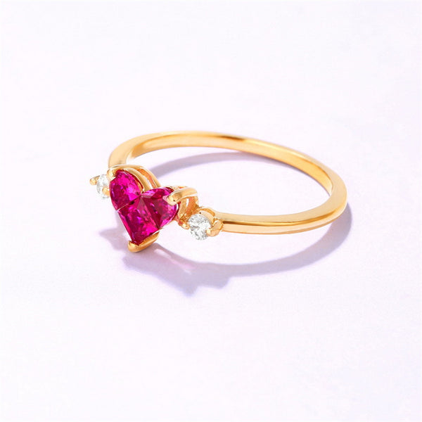 Solid 14K Gold Ruby Heart Statement Ring