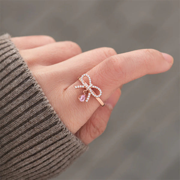 Dainty Bow Tie Teardrop Ring