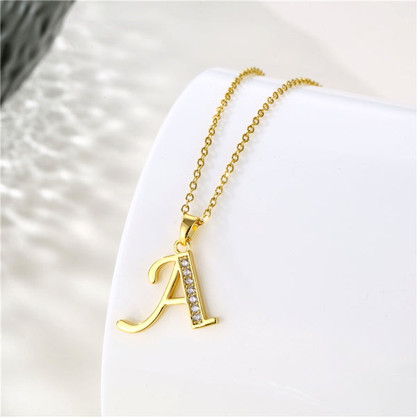 Gold Initial Letter Pendant Necklace