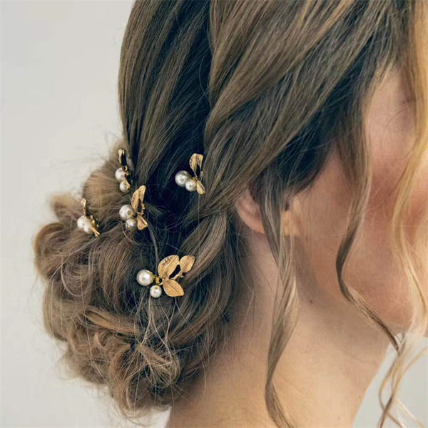 Pearl Leaf Bridal Wedding Hairpin