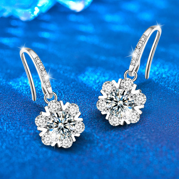 Moissanite Snowflake Hook Earrings