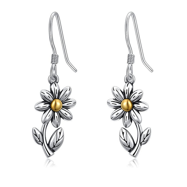 Sunflower Drop Hook Earrings