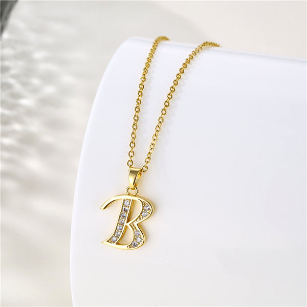 Gold Initial Letter Pendant Necklace