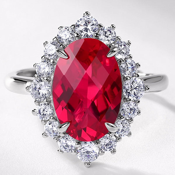 Lab Grown Ruby Halo Ring