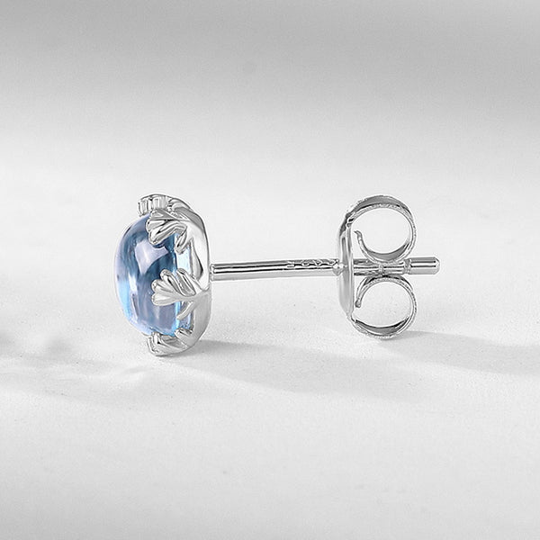 Blue Topaz Flower Wedding Stud Earrings