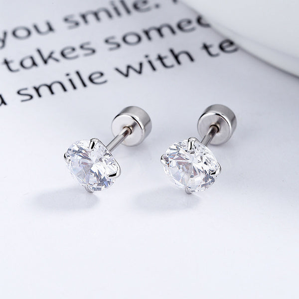 Four-Prong Zircon Stud Earrings