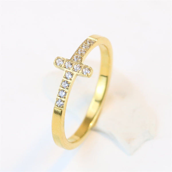 Dainty Cross Stacking Band Ring