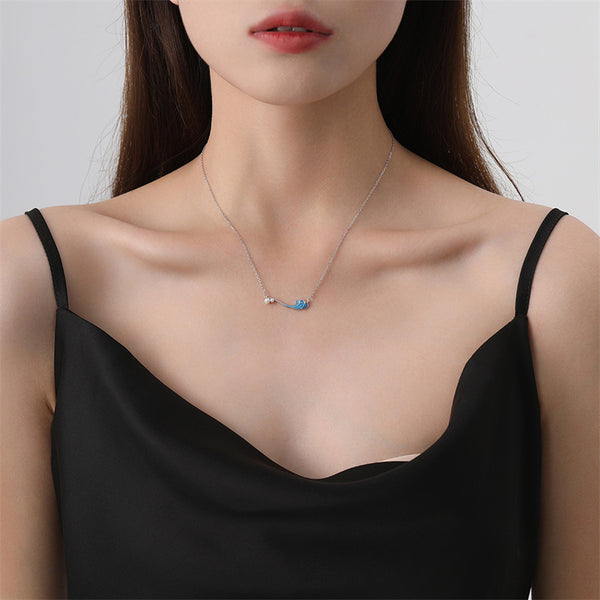 Blue Ocean Wave Necklace