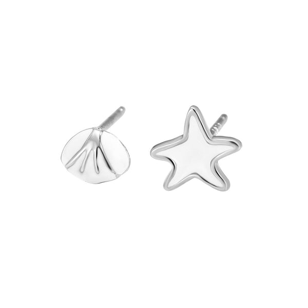 Enamel Seashell Starfish Stud Earrings