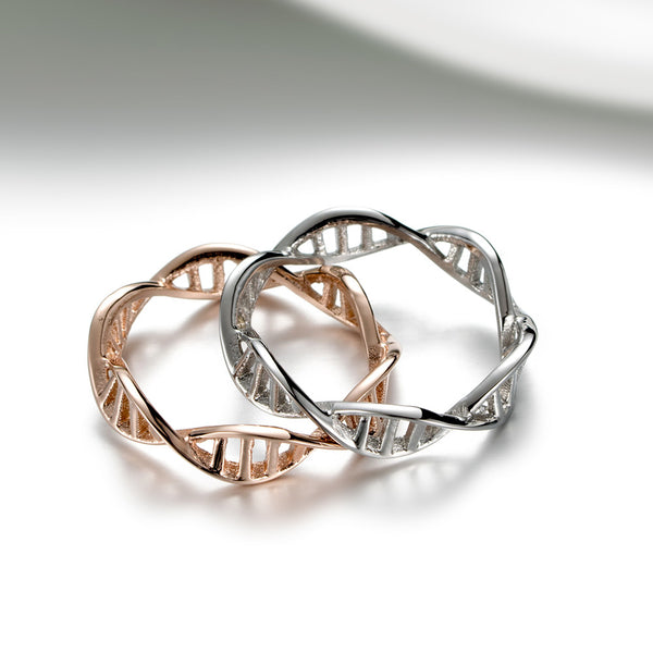 DNA Double Helix Spiral Infinity Ring