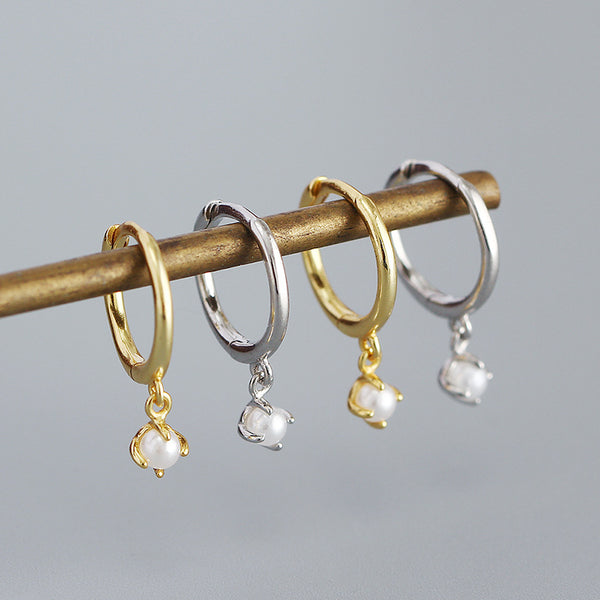 Imitation Pearl Hoop Earrings