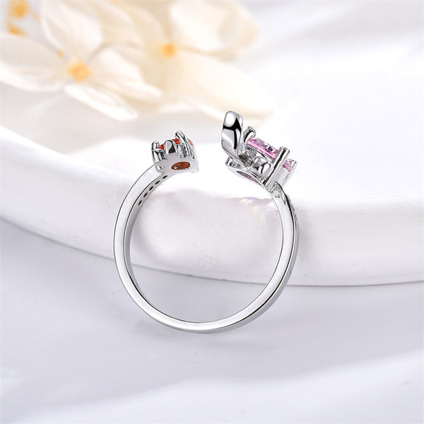 Cute Pink Bunny Carrot Ring