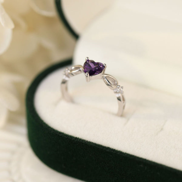 Purple Color Gemstone Heart Ring