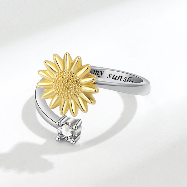 Sunflower Anxiety Fidget Spinner Ring