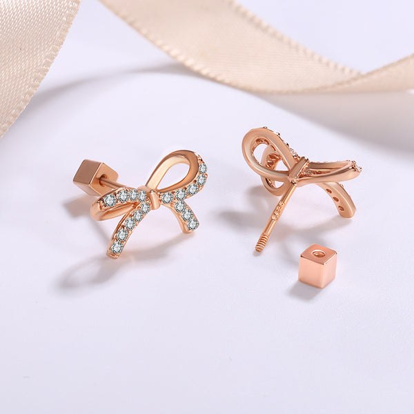 Moissanite Bow Tie Wedding Earrings