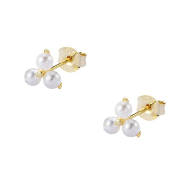 Triple Pearl Stud Earrings