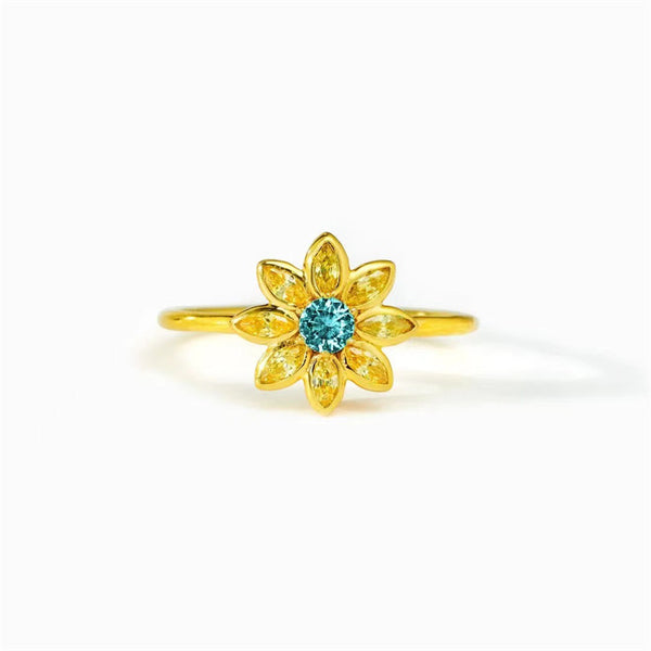 Color Gemstone Daisy Flower Stacking Ring