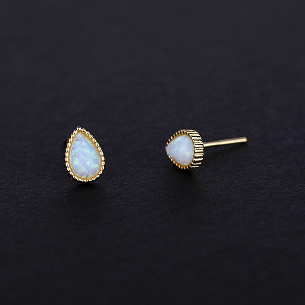 Opal Teardrop Stud Earrings