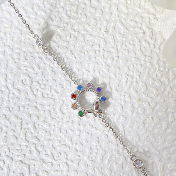 Rainbow Gem Butterfly Bracelet