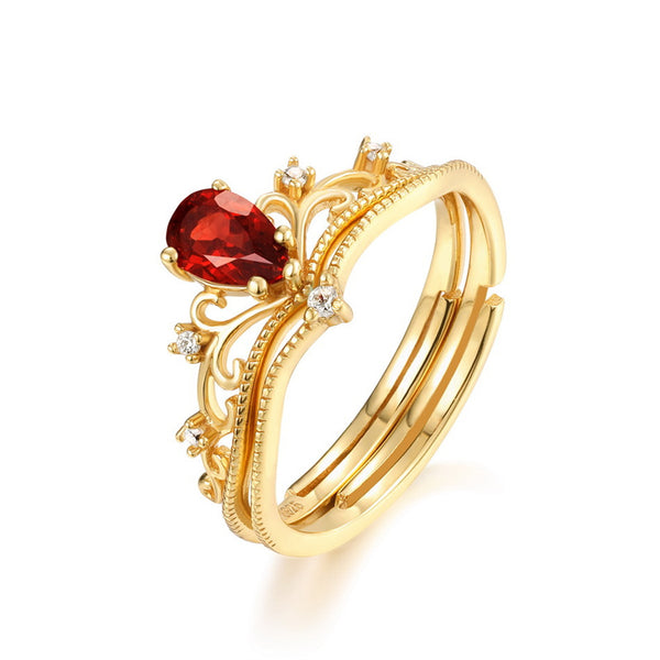 Vintage Garnet Crown Ring