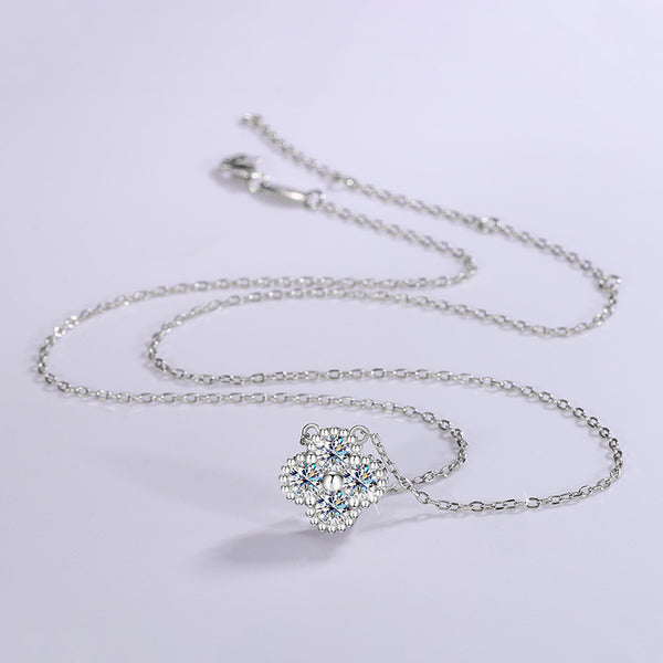 Moissanite Four Leaf Clover Charm Necklace