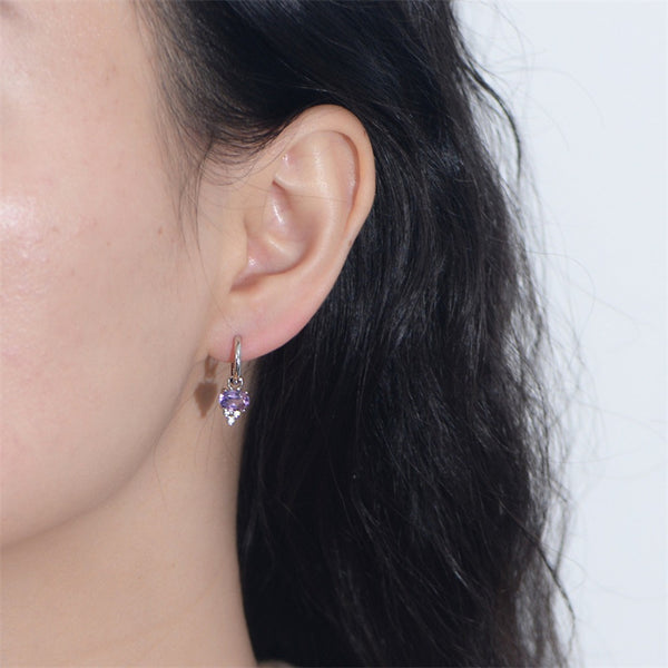 Oval Amethyst Hoop Earrings