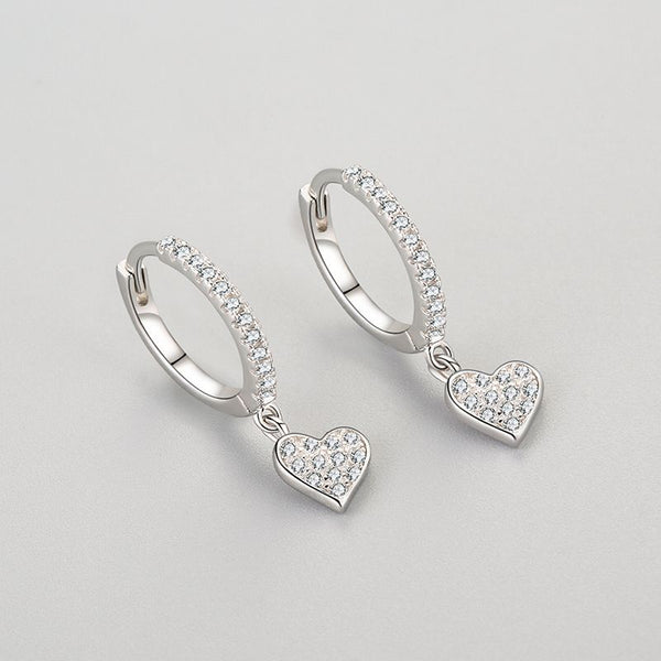 Silver Heart Hoop Earrings