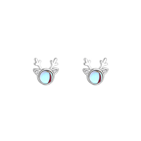 Moonstone Deer Antler Stud Earrings