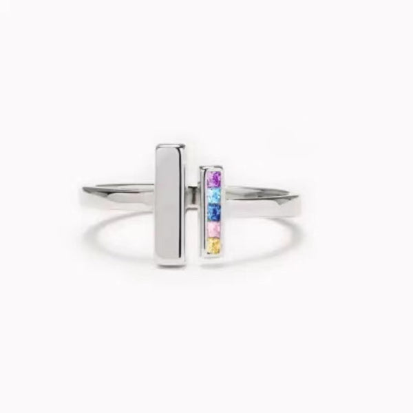 Rainbow Modern Bar Stacking Ring