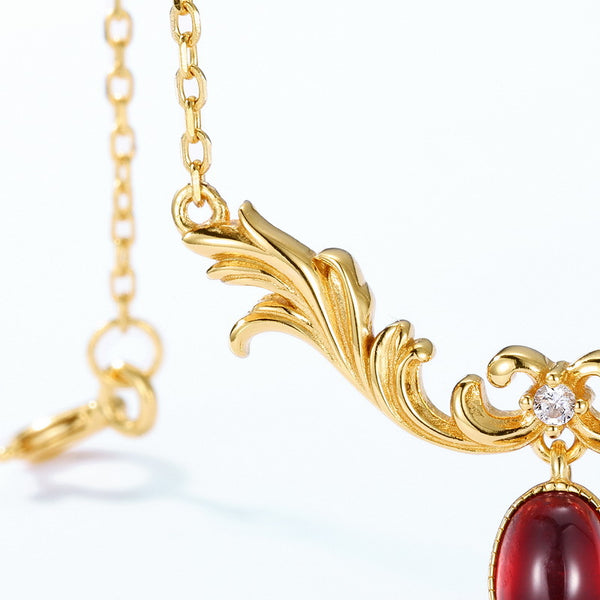 Vintage Gold Garnet Pendant Necklace