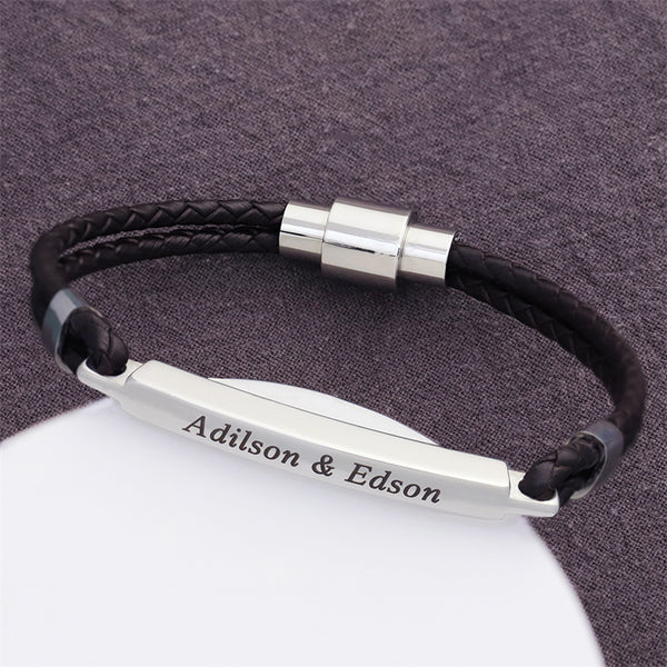 Custom Leather Couple Matching Bracelet