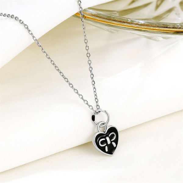 Black Bowknot Heart Necklace