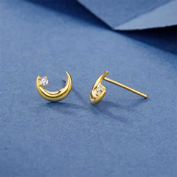 Crescent Moon Stud Earrings