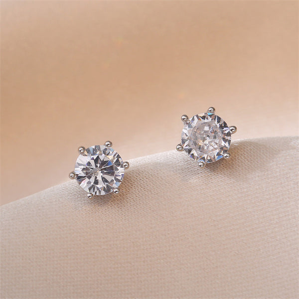 Six-Prong Birthstone Stud Earrings