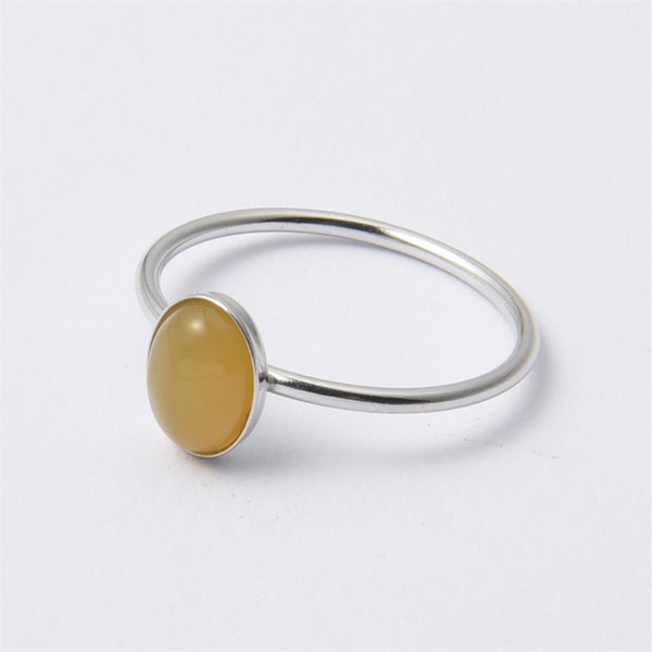 Oval Chalcedony Setting Thin Band Ring