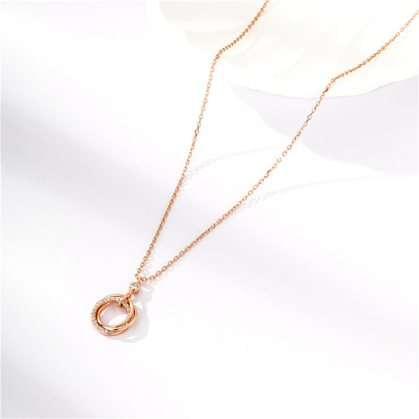 Triple Interlock Ring Necklace